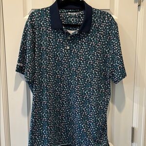Bonobos Blue Polo Shirt with Floral Pattern